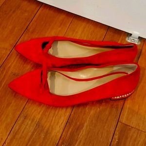 Ann Taylor red suede flats